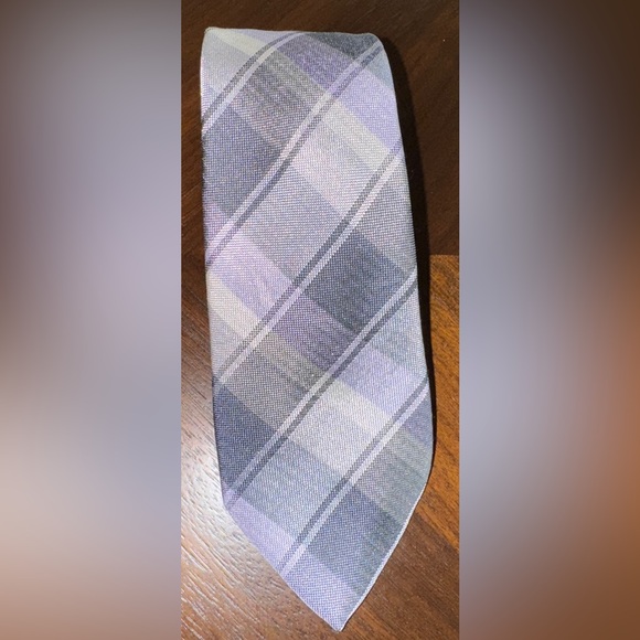 Lavender Gray Plaid Silk Tie Classic Design 14th & Union - Picture 1 of 4
